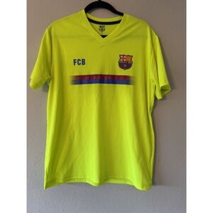 FCB Barcelona Lionel Messi #10 Soccer Futbol T-Shirt Size Large Neon